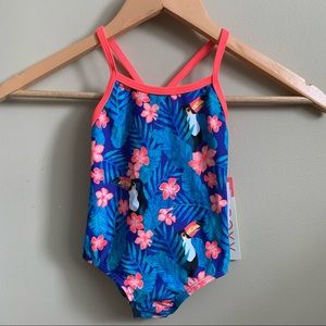 NWT Roxy Girl Tropical One Piece Bathing Suit